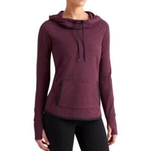 Athleta Plum Purple Sentry Cowl Neck Hooded Sweatshirt Size Small